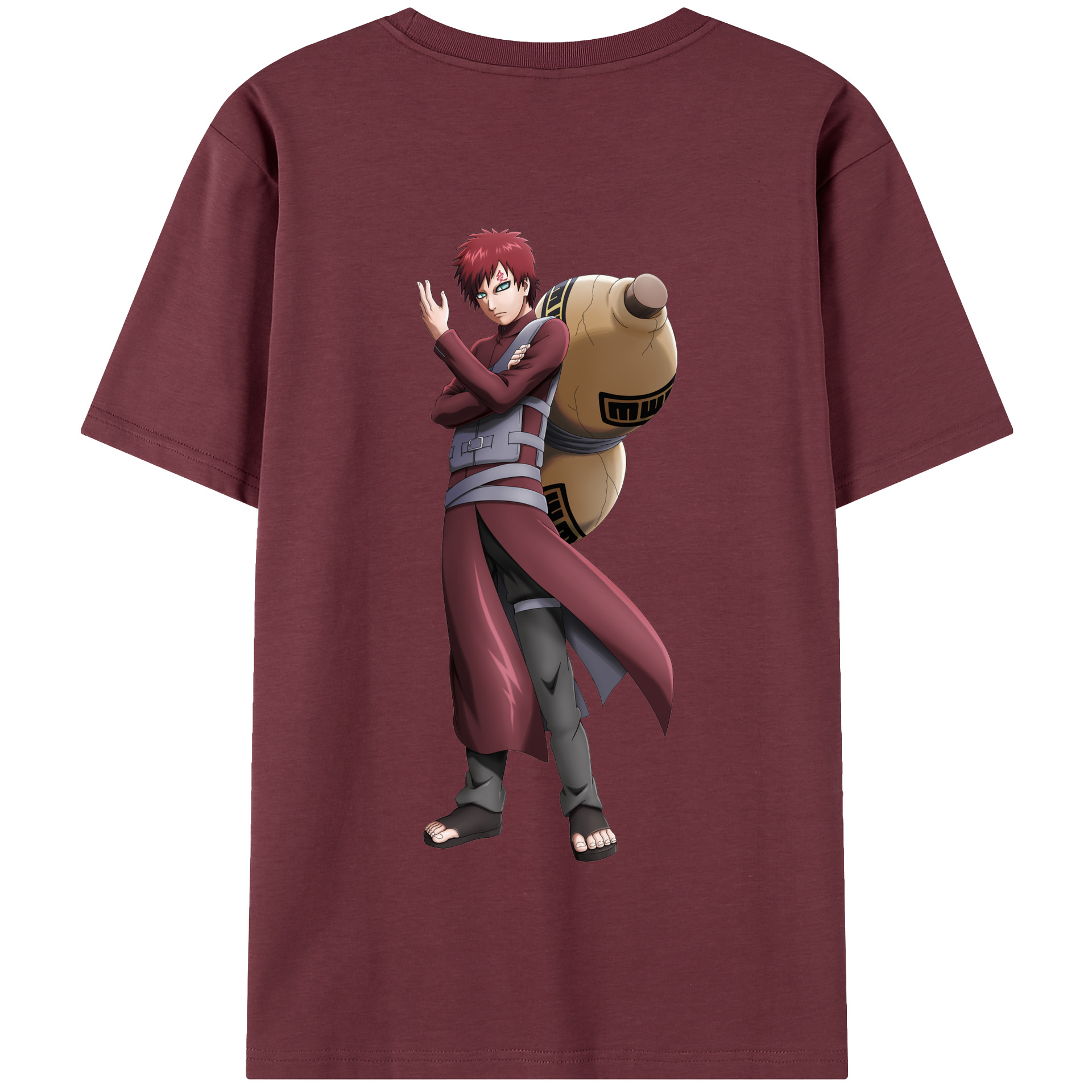 （画像用） NARUTO -ナルト- ガアラ Gaara 綿100％半袖Tシャツ（背面プリント）